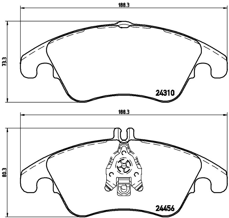 Mercedes Disc Brakes Kit -  Pads Front (Low-Metallic) 0074207520 - Brembo P50069